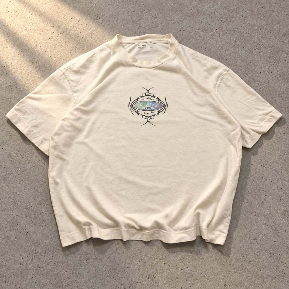 Hollister Miami 2003 Graphic Boxy Crop Fit T-Shirt White Size L